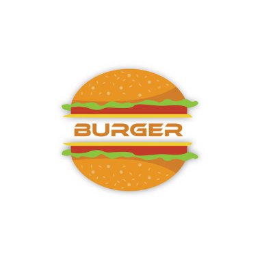 Hamburger logosu şablonu. Fast food logosu.