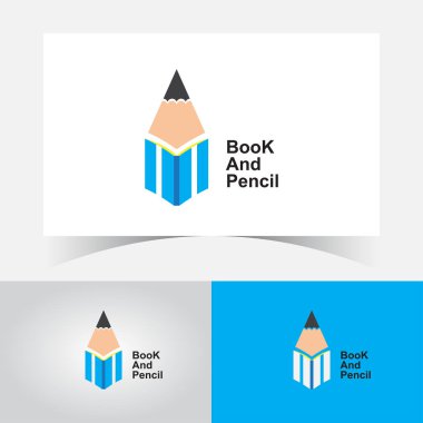 Kitap ve Kalem Logosu Tasarım Şablonu ve Okul, Üniversite, Mezuniyet ve Kampüs için Kalem Logosu.