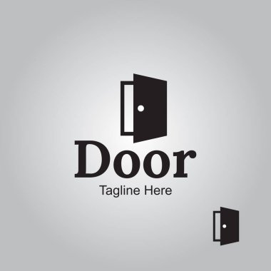 Kapı Logosu Şablonu, şirketin markası için koyu, siyah ve beyaz versiyonlarıyla hafif açık kapı..