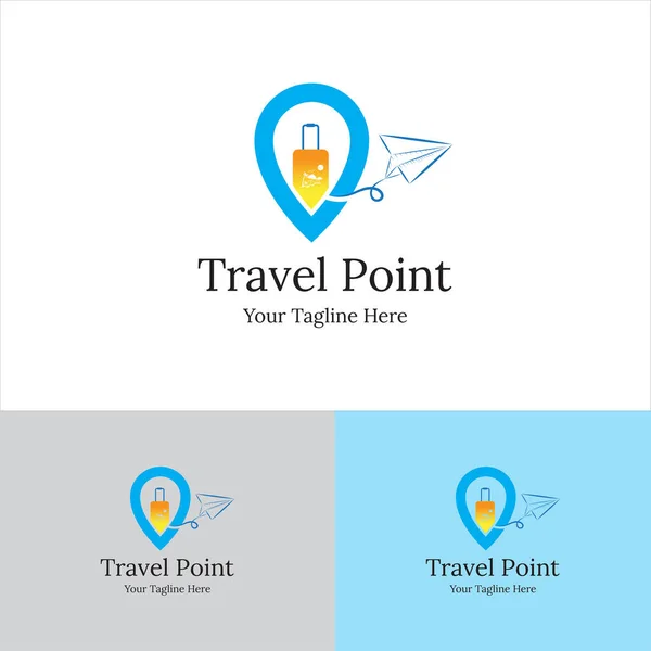 Seyahat Noktası Logosu Şablon Harita Konumu Seyahat Logosu Harita Rengi — Stok Vektör