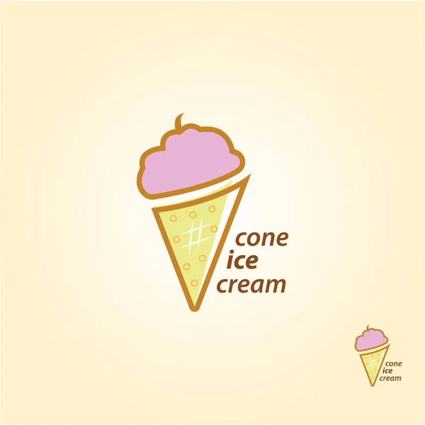 Cone Ice Cream Logo Design Template Sweet Dessert Wafel Smelt — Stockvector