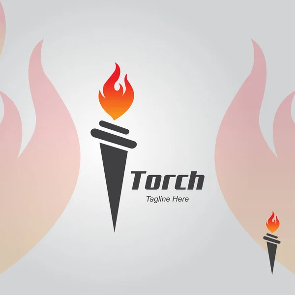 Torcia Luce Logo Design Template Fiammeggiante Torcia Logo Segno Fuoco — Vettoriale Stock