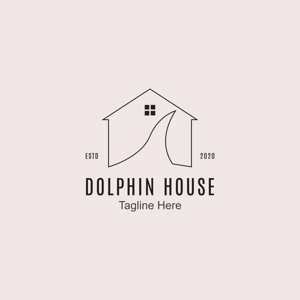 Modello Design Del Logo Della Casa Dei Delfini — Vettoriale Stock
