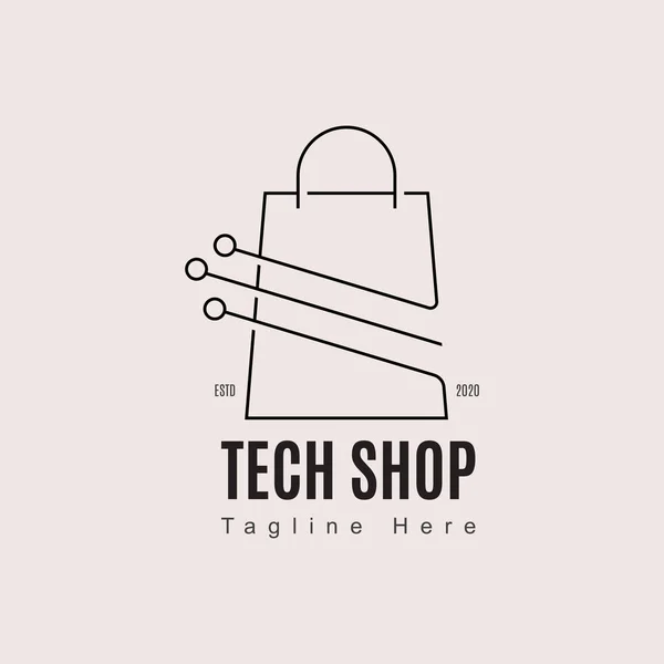 Teknik Alışveriş Logosu Tasarımı Şablon Online Dükkan Logosu Şablonu Telefon — Stok Vektör