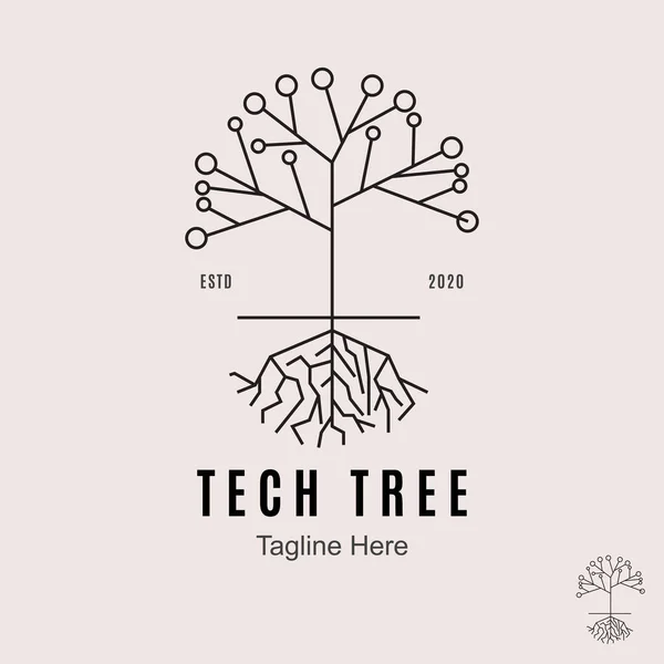 Λογότυπο Tech Tree Σχεδιασμός Προτύπου Τεχνολογίας Δέντρο Ηλεκτρικό Κύκλωμα Ψηφιακό — Διανυσματικό Αρχείο