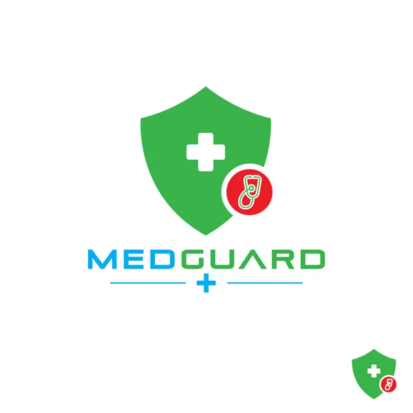 Медико Охранный Логотип Логотип Дизайн Медицинский Щит Логотип Защитный Стальной — стоковый вектор
