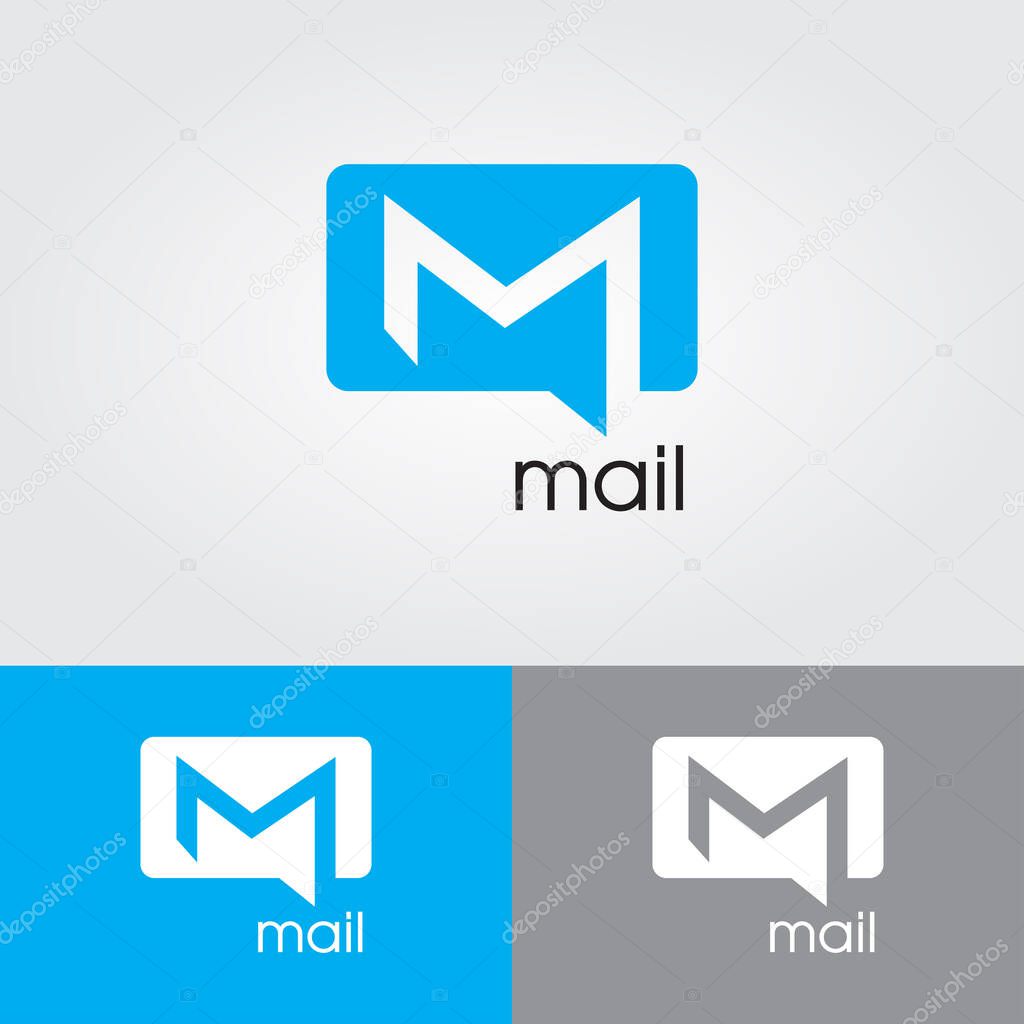 M Letter Logo Design Template With Mail-new messages icon with notification. Envelope with an incoming message.
