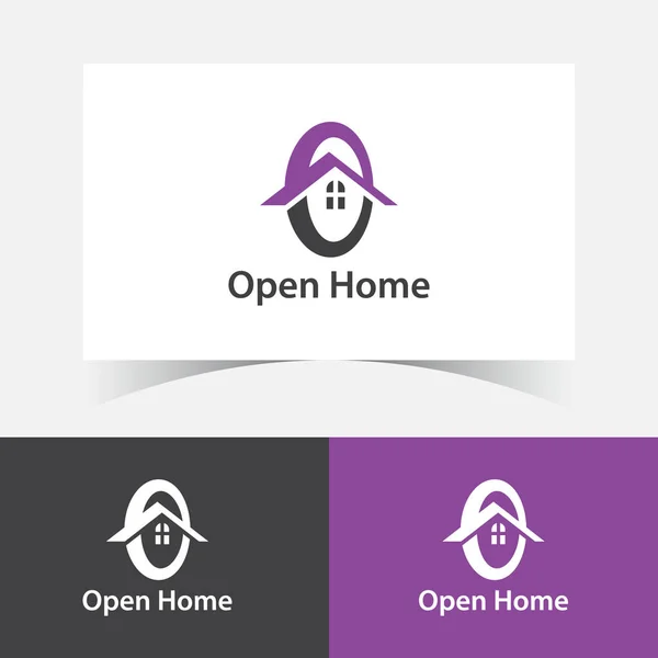 开放家庭标志设计模板 O字母标志 — 图库矢量图片