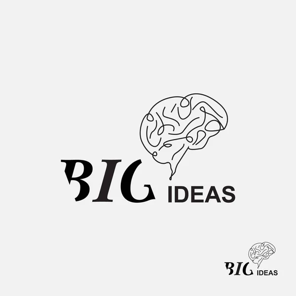 Modello Design Logo Grandi Idee Con Cervello — Vettoriale Stock