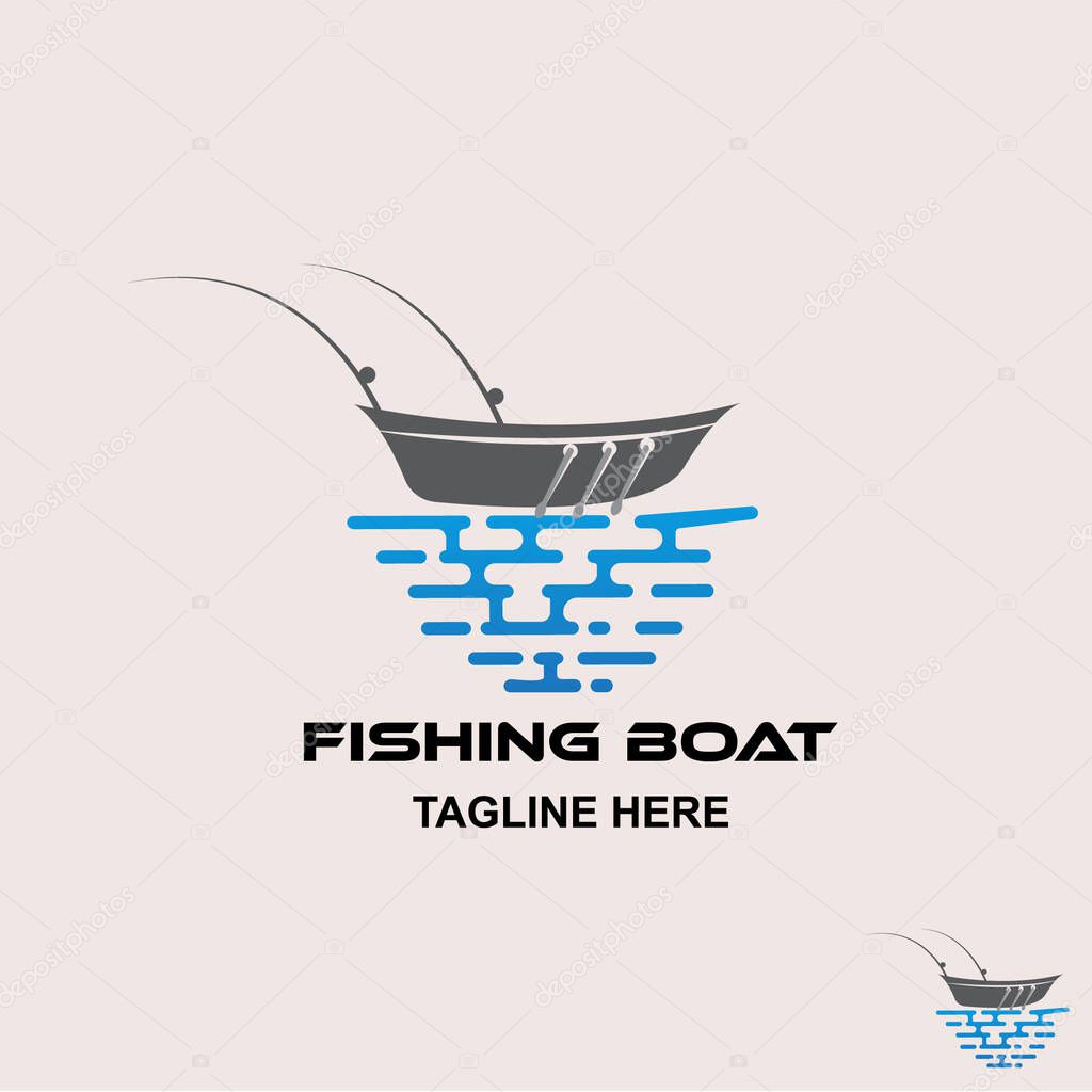 Fishing Boat Logo Design Template.