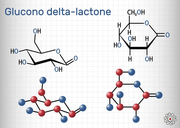 Glucono Delta Lactona Gluconolactona Molécula Gdl Pha Ácido Polihidroxi Aditivo — Vector de stock