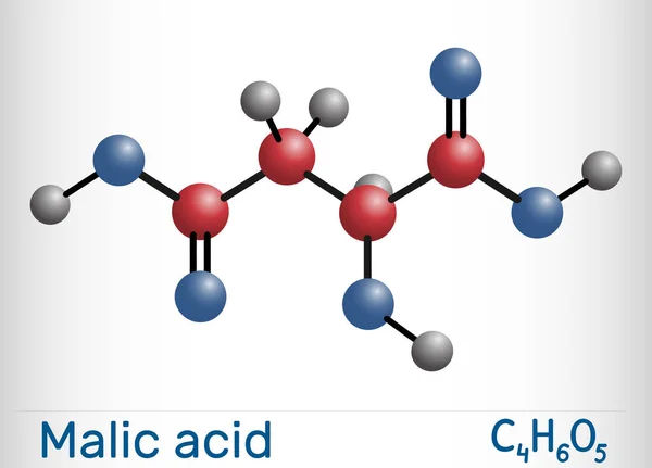 Acido Malico C4H6O5 Molecola Alfa Acido Idrossiacido Aha Numero 296 — Vettoriale Stock