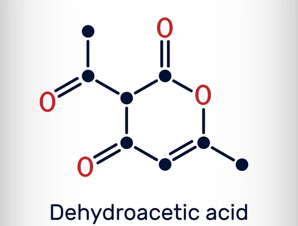 Molekula Dehydrooctové Kyseliny Keton Fungicid Antibakteriální Látka Změkčovadlo E265 Chemický — Stockový vektor