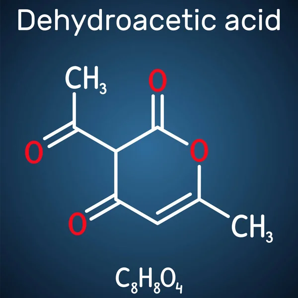 Dehydroacetic Acid Molecule Ketone Fungicide Antibacterial Agent Plasticizer E265 Structural — Stock Vector