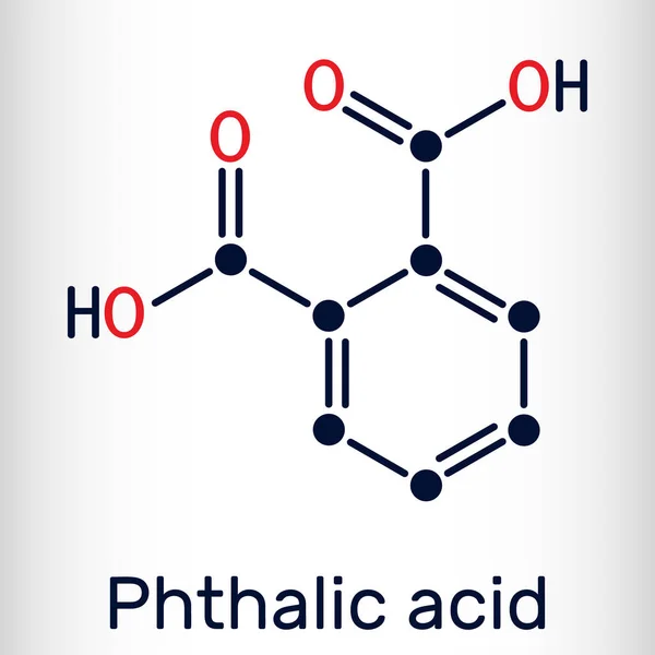 Ácido Ftalico Molécula Ácido Bencenodicarboxílico Ácido Dicarboxílico Aromático Fórmula Química — Vector de stock