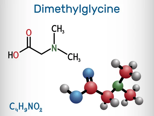Dimetilglicina Dmg Molécula Derivado Del Aminoácido Glicina Fórmula Química Estructural — Vector de stock