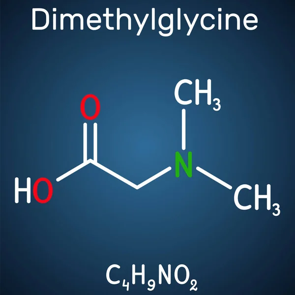 Dimetilglicina Dmg Molécula Derivado Del Aminoácido Glicina Fórmula Química Estructural — Vector de stock
