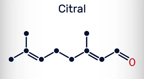 Citrální Citrónová Geraniální Molekula Těkavá Ropná Složka Používaná Výrobě Jiných — Stockový vektor