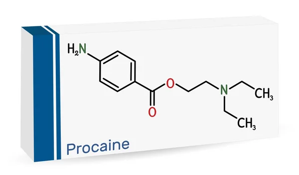 Molécula Procaína Uma Droga Anestésica Local Fórmula Química Esquelética Embalagem —  Vetores de Stock