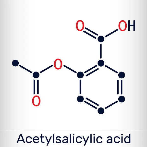 Ácido Acetilsalicílico Aspirina Molécula Asa Salicilato Analgésico Medicamento Antipirético Utilizado — Archivo Imágenes Vectoriales