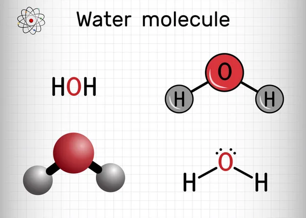 H2O Hoh Molekülü Inorganik Hidroksi Bileşik Oksijen Hidratı Bir Oksijen — Stok Vektör