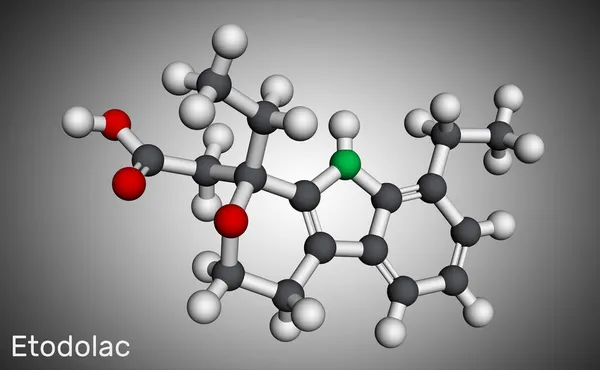 Etodolac Molekülü Steroid Içermeyen Antienflamatuar Ağrı Kesici Antipiretik Özellikleri Olan — Stok fotoğraf