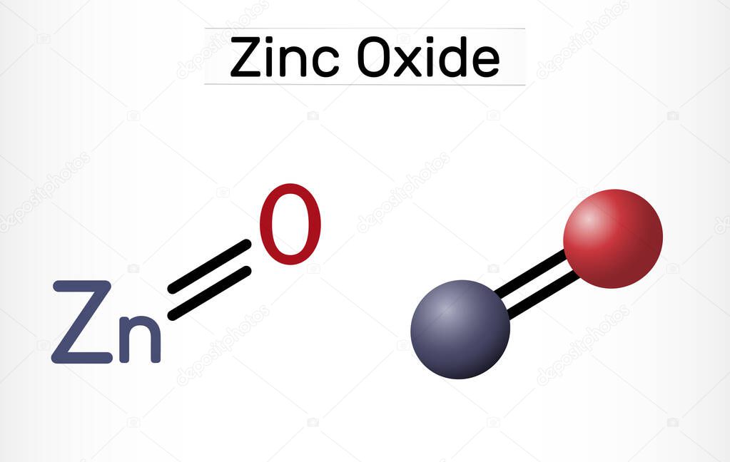 Óxido de zinc, molécula de ZnO. Es compuesto ingrediente