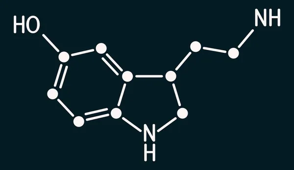 Serotonin Molekülü Monoamin Nörotransmiter Nöromodülatör Ilaç Koyu Mavi Arka Planda — Stok fotoğraf