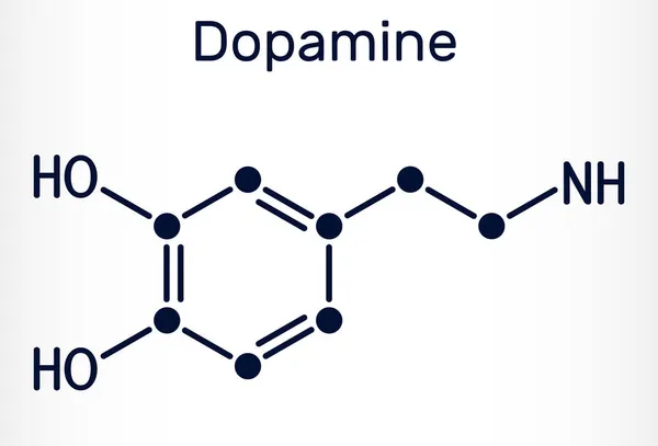 Dopamin Molekula Monoamin Neurotranszmitter Neuromodulátor Gyógyszer Csontváz Kémiai Képlet Vektorillusztráció — Stock Vector