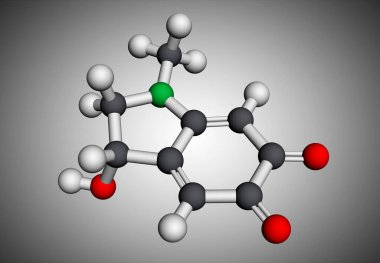 Adrenokrom, adraxone molekülü. Adrenalin oksitlenmesiyle oluşur. Moleküler model. 3 boyutlu görüntüleme. Görüntü