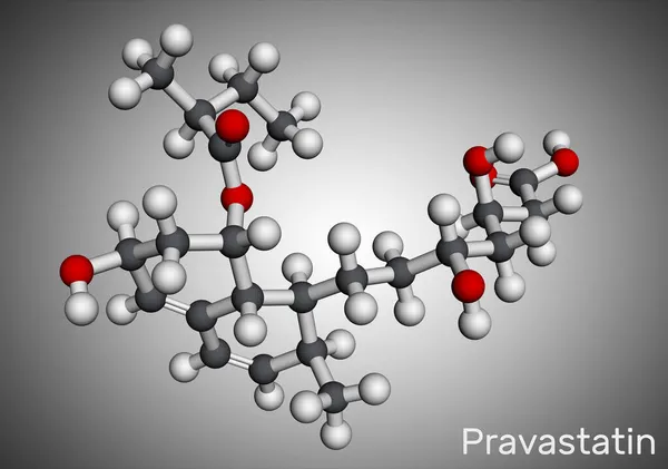 Molécula Pravastatina Estatina Fármaco Anticolesterémico Utilizado Para Reducir Los Niveles — Foto de Stock