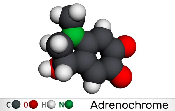 Adrenocromo Molecola Adraxone Prodotto Dall Ossidazione Dell Adrenalina Modello Molecolare — Foto Stock