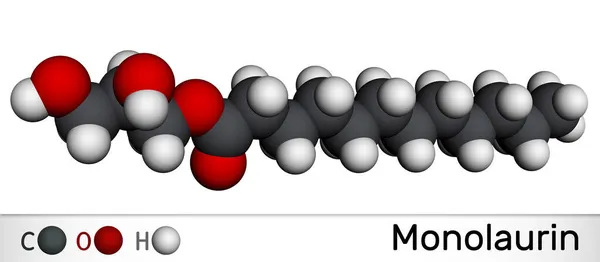 Monolaurin Glycerolmonolaurat Glyceryllauratmolekyl Det Monoglycerid Och Dodekanon Som Används Som — Stockfoto