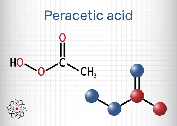 Kyselina Octová Peroxyoctová Paa Organická Peroxidová Molekula Baktericid Fungicid Dezinfekční — Stockový vektor