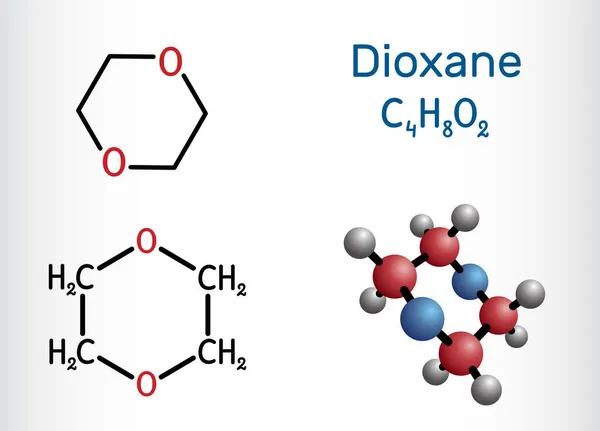 Dioksan Dioksan Molekülü Temel Olarak Kimyasalların Üretiminde Çözücü Olarak Kullanılır — Stok Vektör