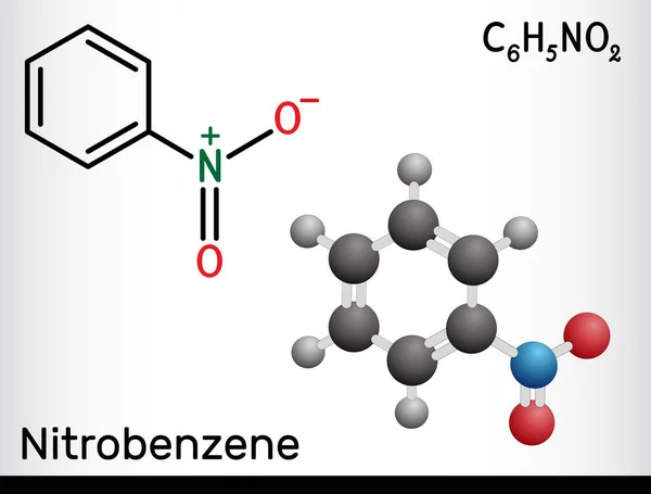 โมเลก ลไนโตรเบนซ กใช ในการผล ตของ Aniline ยาเสพต ยาฆ าแมลงและยางส งเคราะห — ภาพเวกเตอร์สต็อก