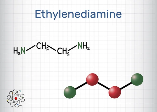 Molécula Etilendiamina C2H8N2 Amina Básica Amina Polietileno Producción Bloques Construcción — Vector de stock