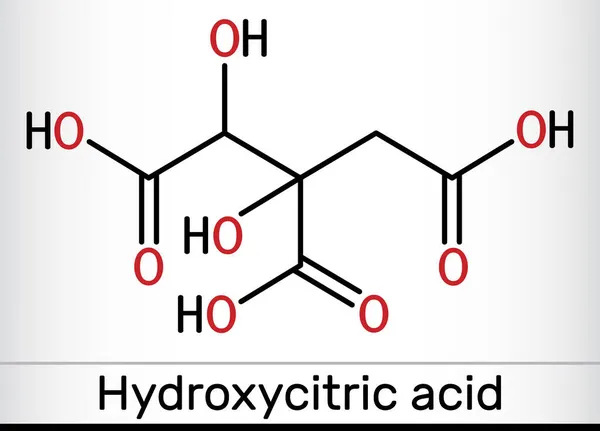 Hca分子 它是柠檬酸的衍生物 见于热带植物金银花 Hibiscus Sabdariffa 骨骼化学配方 矢量说明 — 图库矢量图片