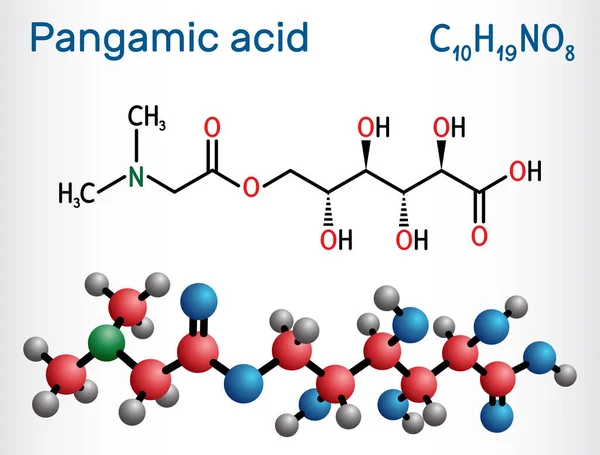 Kyselina Manganová Molekula Pangamátu Vitamín B15 Ester Získaný Kyseliny Glukonové — Stockový vektor