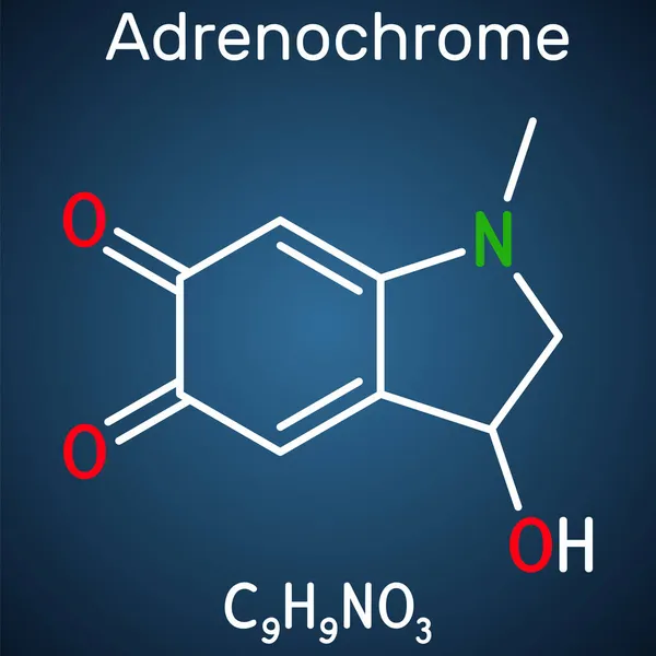 Adrenocromo Molecola Adraxone Prodotto Dall Ossidazione Dell Adrenalina Formula Chimica — Vettoriale Stock