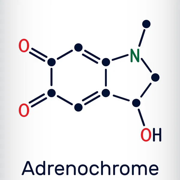 肾上腺素 阿德拉酮分子 它是由肾上腺素氧化产生的 骨骼化学配方 矢量说明 — 图库矢量图片