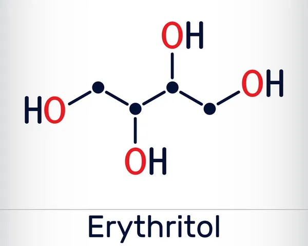 Molekuła Erytrytolu Jest Alkohol Cukrowy Lub Poliol Dodatek Żywności Substytut — Wektor stockowy