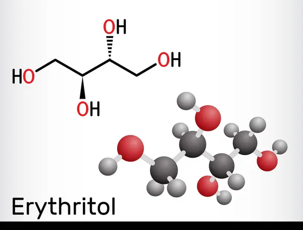 Molécula Eritritol Alcohol Azúcar Poliol Aditivo Alimentario Sustituto Del Azúcar — Vector de stock