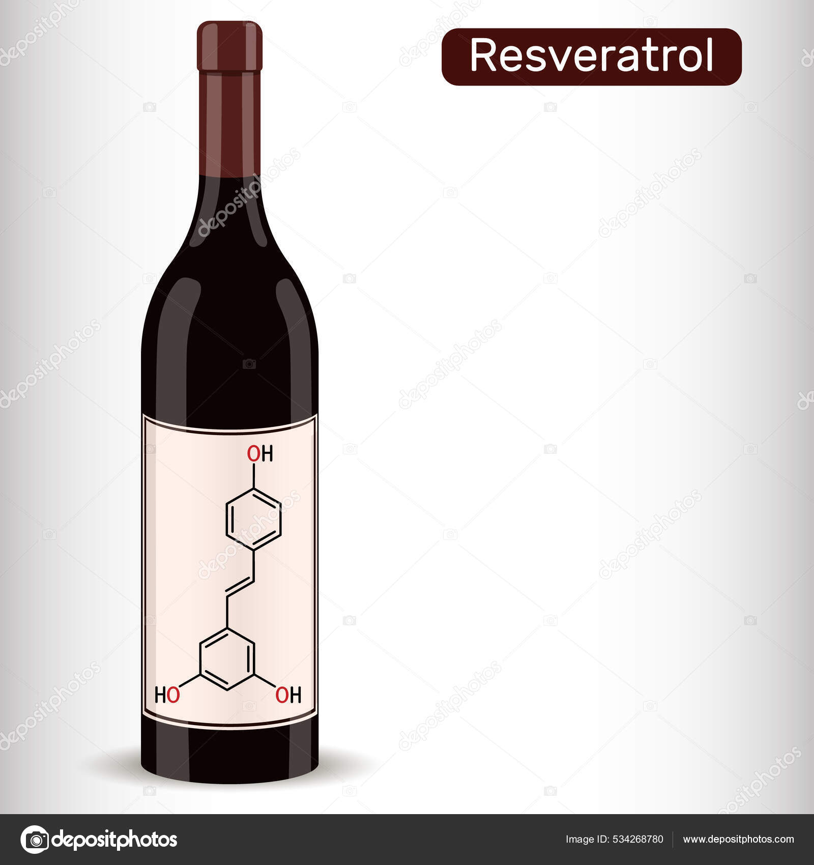 Resveratrol Molecule Bottle Wine Resveratrol Natural Phenol Phytoalexin