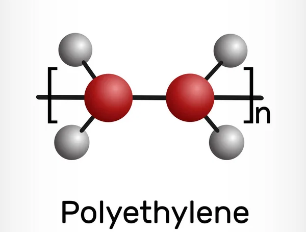 Polyethylene Polythene Polyethene Poly Methylene Molecule Polymer Ethylene Most Common — Stock Vector