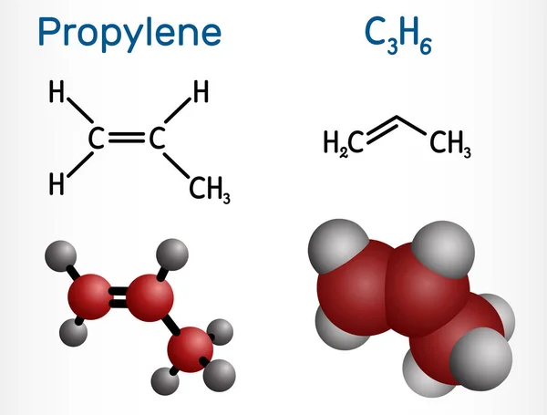 Propene Molecola Propilene Membro Più Semplice Della Classe Degli Idrocarburi — Vettoriale Stock