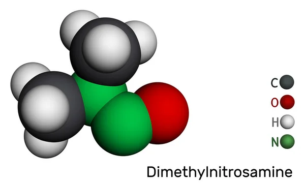 Nitrosodimetilammina Ndma Dimetilnitrosamina Molecola Dmn Cancerogeno Umano Veleno Modello Molecolare — Foto Stock