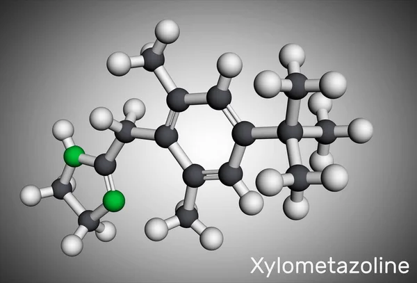 Ksilometazin Ksilometazin Molekülü Burun Tıkanıklığının Tedavisinde Kullanılır Moleküler Model Boyutlu — Stok fotoğraf