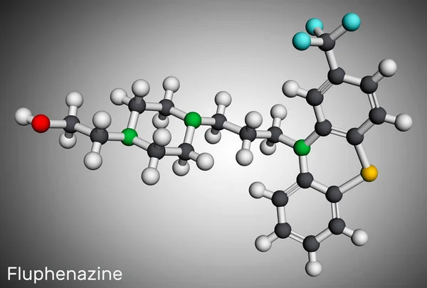 Fluphenazine Molekülü Psikoz Tedavisinde Kullanılan Nöroleptik Antipsikotik Bir Ilaçtır Moleküler — Stok fotoğraf