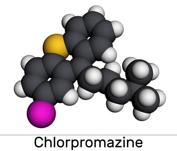 Clorpromazina Molécula Cpz Antipsicótico Fenotiazina Utilizado Para Tratar Náuseas Vómitos —  Fotos de Stock